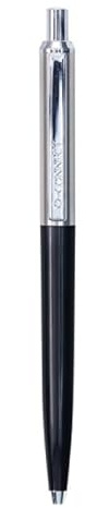 Q-CONNECT Prestige Kugelschreiber/Automatischer Stift/Ideal für das Büro, das Home Office oder die Schule/Metallclip/Austauschbare Kartusche/Tinte: blau/Farbe: schwarz-silber/ 1 Stück/