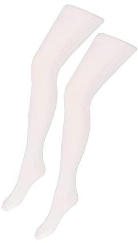 TupTam Mädchen Feinstrumpfhose Microfaser 40 DEN 2er Pack Strumpfhosenset, Farbe: Weiß, Größe: 140-146