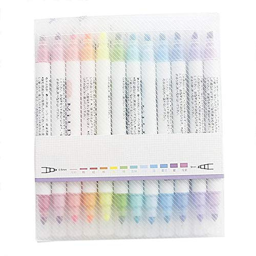 Aeromdale Textmarker Doppelkopf-Textmarker-Set Rainbow Pastel Highlighter für Studenten (12 Farben) Büroobjekte vorhanden