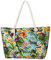 DonDon Strandtasche XXL mit Reißverschluss - Umhängetasche Damen, Shopper Tasche Damen im Beach Look mit Schulterriemen - Urlaub Must Haves Beach bag - Südsee-Blumen