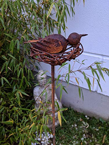 Zen Man Edelrost Gartenstecker VogelnestRost Gartenskulptur aus Metall Garten Figure Rost Gartendeko H110*13 * 13cm 030176