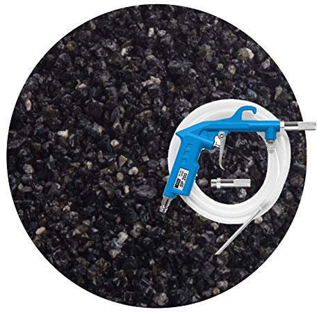 Schicker Mineral Sandstrahlset Kontrasil mit Strahlmittel 0,1-0,5 mm 25 kg und Sandstrahlpistole, Strahlmittelset, mineralisches Strahlmittel aus Aluminiumsilikatschlacke zur Oberflächenbearbeitung