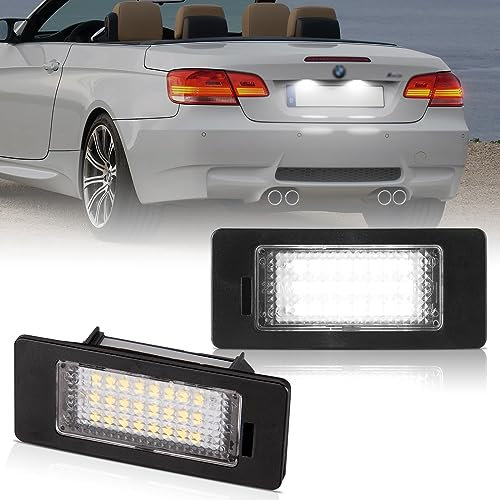 POPMOTORZ 2 Stuecke LED Kennzeichenbeleuchtung Glühbirnen Nummernschildbeleuchtung Lampe 2835 SMD mit CanBus Fehlerfrei, 6000K Xenon kaltweiß für BM-W E82 E88 E90 E91 E92 E93 E39 E60 E61 F07