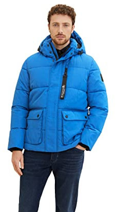 TOM TAILOR Herren Puffer Jacke mit Kapuze 1032491, 19168 - Hockey Blue, M
