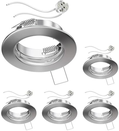 ledscom.de 5 Stück Decken-Einbaurahmen FERE Einbaurahmen chrom matt (LED/Halogen/MR16/50mm) inkl. GU5.3 Fassung