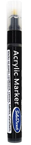 SolaDirect Black Permanent Marker Pen, Bullet Tip 2.5 mm Point, Acrylic Paint Based, Multi-Surface, Work on Stone, Wood, Leather, Fabric, Plastic, Rubber, Glass, Cardboard