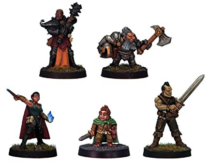 Grinning Gargoyle Adventurers Pack - 28mm White Metal Tabletop Fantasy RPG Unpainted Miniatures - Paintable Player Character Figures - DnD Icons of the Dungeons and Dragons Minis (Company)