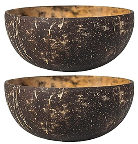 Vepoty Kokosnussschalenschüssel 2 Pcs Kreative Kokosschalen Salatschale Wiederverwendbar