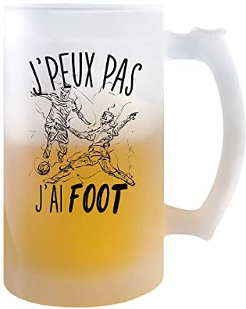 Planetee Chope de bière Foot j'peux pas | Verre à bière pinte Cadeau humour alcool original | Imprimé en France