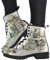Minetom Damen Gothic Chelsea Boots Frauen Punk Stiefeletten Biker Boots Winter Knöchel Stiefel Mit Blockabsatz Gotisch Drucken Kurze Stiefel A Beige 38 EU