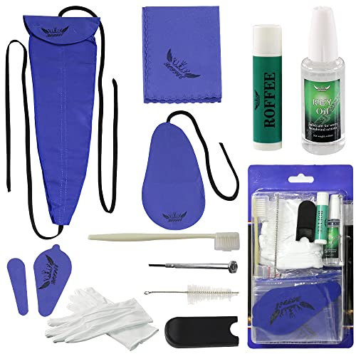Kit d'entretien pour saxophone et saxophone - Huile pour clés, graisse de liège, écouvillon, chiffon de nettoyage, repose-pouce, brosse pour embout buccal et plus encore