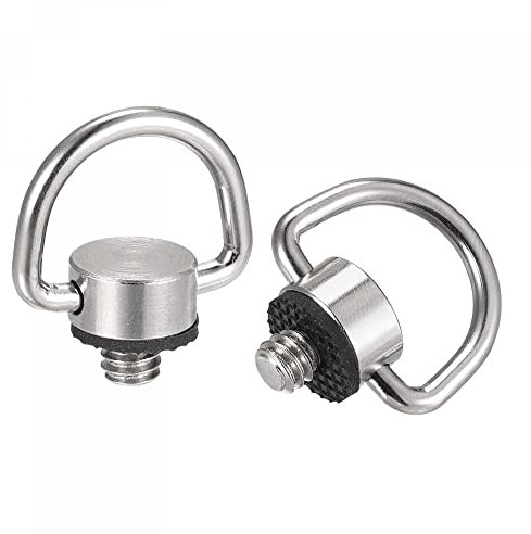 sourcing map Cámara Clip - 1/4 Macho 1,02 Ancho Acero D-Anillo Bisagra Soporte para Cámara Muñequeras, 2uds