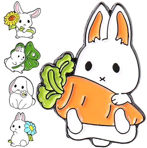 PRETYZOOM 5 Pièces Mignon Émail Insignes Revers Pins Lapin Broche Pins Pour Vêtements