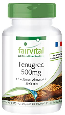 fairvital Bockshornklee-Extrakt 500 mg, 120 vegane Kapseln, 50% Saponine, Qualitätsgeprüft und hochdosiert, Made in Germany