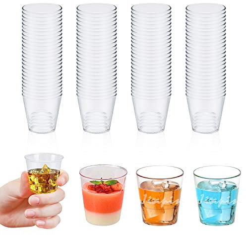 Verrine Plastique Aperitif, 100 Pièces 30ML, Réutilisable, Convient pour Fêtes Mariages Pique Niques Anniversaire Camping