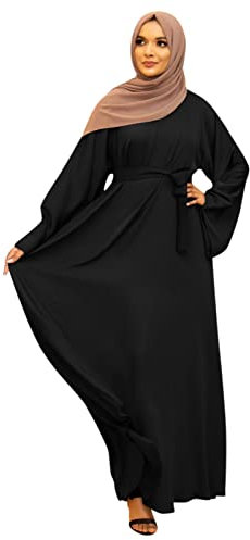 Kleid MäDchen,Muslimisches Einteiliges Gebetskleid für Damen Abaya Kleid Islamischer Naher Osten Dubai Türkei Maxi Abaya Kaftan mit Hijab Kleid in voller Länge