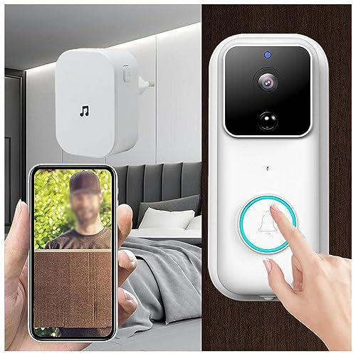 HAZARA Wireless Doorbell Camera With Chime, Enhanced (2.4/5 Ghz) Wifi Doorbell Camera With Chime 1080p Hd, Night Vision, 2-Way Audio,170º Wide-Angle, Battery Powered, Support SD/Cloud Storage