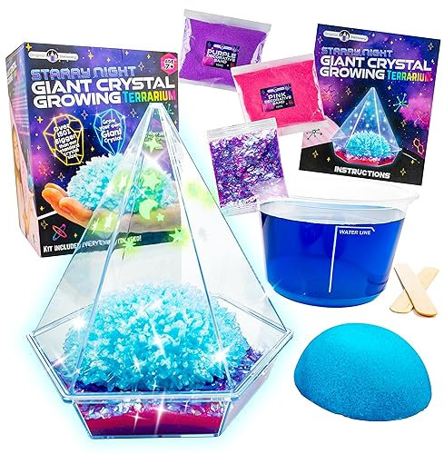 Original Stationery - Kit de Terrario para el Cultivo de Cristales Gigantes Noche Estrellada - Kit de Cultivo de Cristales para Niños con Pegatinas Que Brillan en la Oscuridad y Purpurina