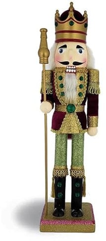 Nutcracker Ballet Gifts, King Nutcracker Christmas Ornaments, Wooden Figure Decoration with Traditional Velvet Uniform for Holiday Home Decor, Ideal Xmas Ornament, Large, 15 Inch