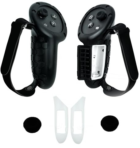 BeisDirect Controller Grips Cover with Battery Opening Compatible with Meta Quest 3, Silicone Handle Cover with Hand Strap for Meta Quest 3 Accessories (Black)