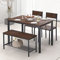 SogesHome Juego de Mesa de Comedor de 4 Piezas, Mesa de Comedor, 2 Sillas y Banco con Estante de Madera y Estructura de Acero para Cocina