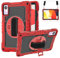 Funda para tablet Xiaomi Redmi Pad SE de 11 pulgadas (2023), resistente y resistente, tres capas a prueba de golpes, soporte de rotación de 360 grados, con correa de hombro de mano, color rojo y negro