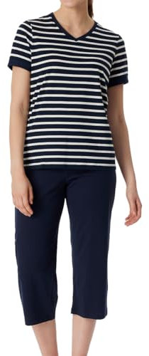Schiesser Damen Casual Essentials Pyjamaset, Nachtblau_181254, 44 EU