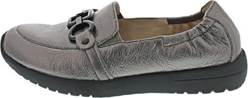 CAPRICE Damen Slipper aus Leder Bequem, Metallisch (Stone Metallic), 36 EU