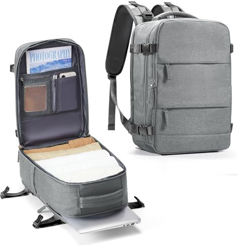 SZLX for Ryanair Cabin Bags 40x20x25 Underseat Carry-ons Bag,Easyjet Cabin Bag Travel Backpack Cabin Size Hand Luggage Bag with Water Bottle Holder Travel Ruscksack Fit 14 Inch Laptop Grey