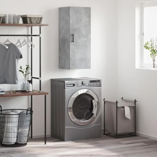 CCCINER Wandschrank Betongrau 34,5x34x90 cm,Stilvolles Wandregal in Betonoptik Hängeschrank für Wohnzimmer, Schlafzimmer und mehr