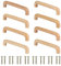SWAWIS 8 Piezas Pomos de Madera para Muebles 128mm, Curvo Tiradores con Tornillo de Madera, Haya Tirador de Cajón para Puertas, Tiradores de Cajones, para Armarios Cajones Muebles Cocinas