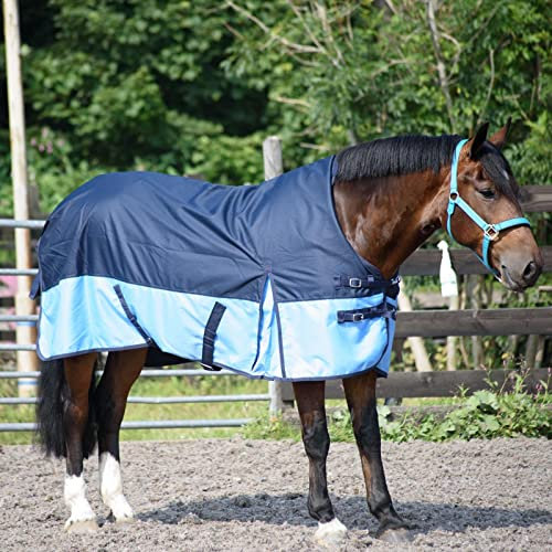 eQuitack Your Passion Is Our Mission Outdoor Winterdecke Turnout 100% Wasserdicht 600D 50G Fulling Navy/Baby Blue - 165cm