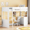 Aoskem Kinderbett Hochbett 90x200, Etagenbett Hausbett mit Leiter & Schreibtisch Unterbett, Holzbett Bettgestell Einzelbett Kinderbett mit Rausfallschutz und Lattenrost, Ohne Matratze (Weiß)