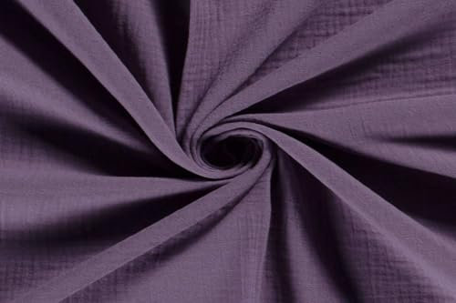 50x130cm Musselin Stoff uni Oeko-Tex zertifiziert Meterware Mulltuch Baumwolle, Farbe:violett
