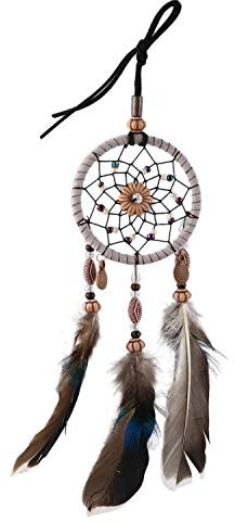 Jzoowar Mini Dream Catcher Fuer Auto Perlen natuerliche Federn und handgemacht