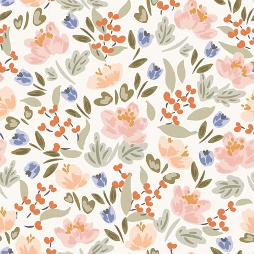 VaryFloral Papier Peint Autocollant Tulipes Papier Peint Fleuri 30.5cmx300cm Vinyle Adhesif Feuilles Rouleau Adhesif Decoratif Blanc Imperméable Deco Murale pour Meuble Revetement Plan de Travail