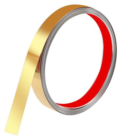 600 * 2cm Moulure Murale en Acier Inoxydable, Adhésif Moulure, Baguette de Finition Adaptée aux Murs, Cheminées, Cadres Photo, Artisanat et Décoration de La Maison(Or)