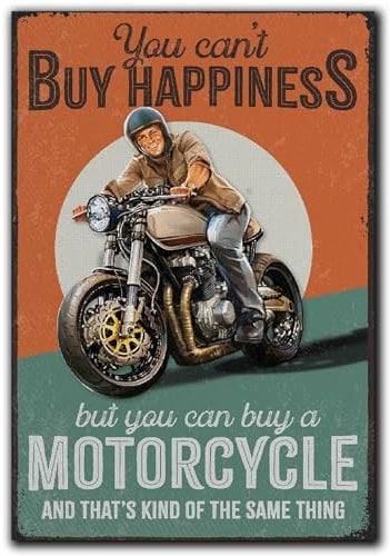 LANOLU Kühlschrankmagnete lustig- Motorcycle Happiness - Geschenke für Motorradfahrer- lustige Magnete mit Sprüchen und witzigen Motiven 8x5,5cm