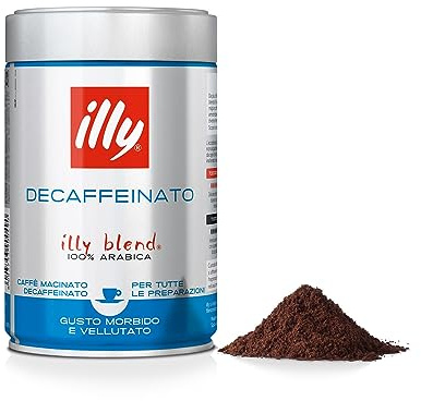 illy Caffè macinato per espresso Tostato DECAFFEINATO, Barattolo da 250 grammi (Confezione da 6)