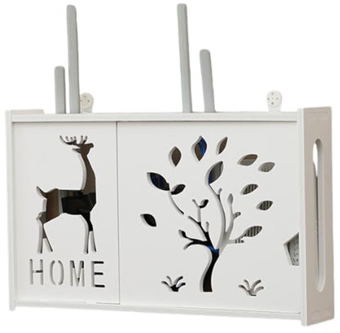 Serenitison Étagère Décodeur TV Boîte de Rangement,Boîte de Rangement Murale pour Routeur WiFi,Boite WiFi,Etagere pour Decodeur,Boîte de Rangement Murale Décorative,pour Routeur,WiFi,Décodeur