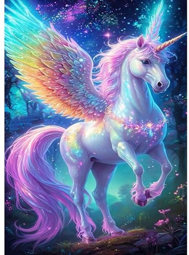 QENSPE Sagenhaftes Tier Diamond Painting Set für Erwachsene, 5D Diamond Painting Pegasus Diamond Art Anfänger DIY Kristall Strass Diamant Kunst Handwerk für Home Wand Dekor 30x40 cm