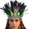 Fashband Serre-tête bibi décoratif en plumes de paon, accessoire hippie, tribal pour femme, vert, taille unique