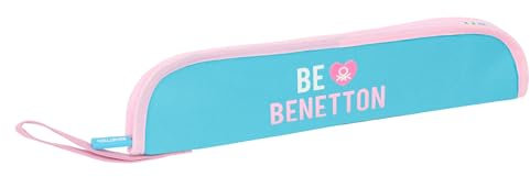 safta BENETTON UNIQUE – Porta flauti, Portatodo, Qualità e Massima Resistenza, Flauto, Strumento Musicale, 37x2x8 cm, Blu Turchese/Rosa Chiaro, M, Casual