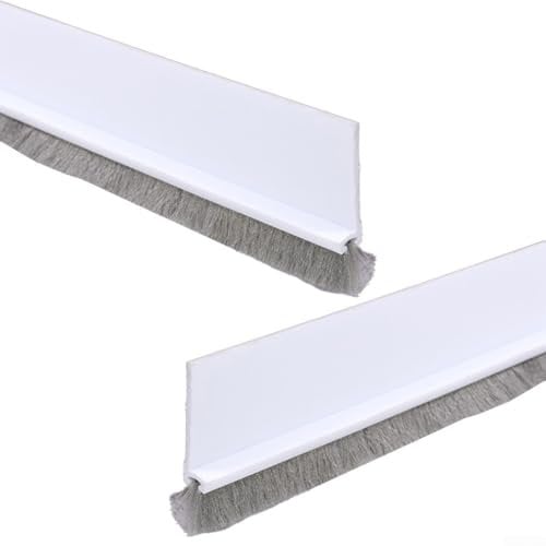 2PCS Door Bottom Sealing Strip, Bottom Brush Sweep Bar, Door Brush Seal Draught Excluder Strip, For Door Draft Blocker Bottom(White)