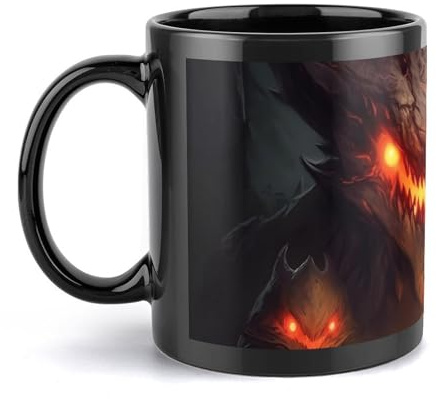 Fire Monsters Mug,Ceramic Coffee Mugs with Handle Big Mug for Women Men Great for Tea Hot Chocolate Microwave Safe Modern Unique Style for Any Kitchen