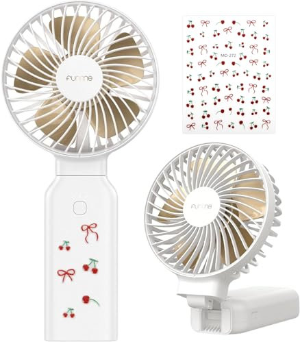 Funme® 9000 Battery Power Bank Hand Fan, Portable Personal Fan with 53 Hours/4 Speed/Rechargeable Battery Strong Wind 2025 Newly Foldable Multifunction Desk Fans Exquisite USB Fans for Travel White