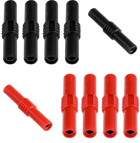 10 Stück 4mm Bananenbuchse Bananenstecker Kupplung Isoliert Buchse Extender Isolierter Steckeradapter Stromanschluss Buchse Verlängerungsadapter für Bananenstecker Verlängerungsadapter (Schwarz/Rot)
