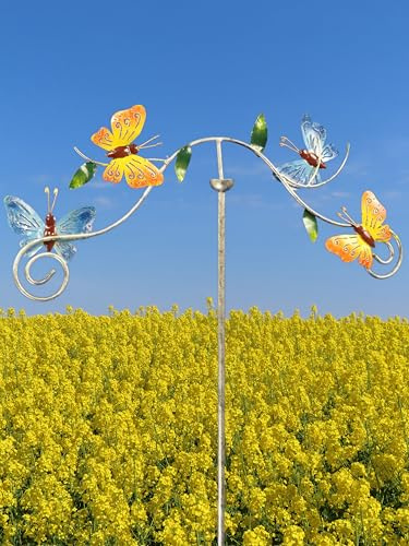 POMMERNTRAUM ® | Windspiel Gartenpendel Unruhe Gartendekoration Gartenstecker Gartenkunst Gartenaccessoires Schmetterlinge Butterfly handbemalt