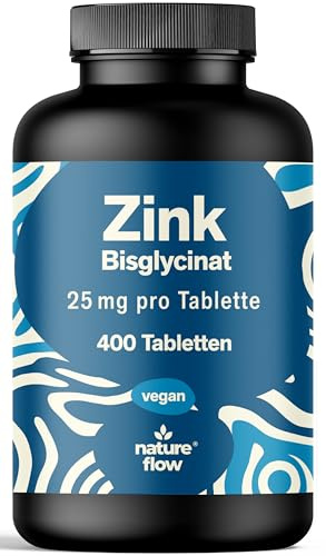 Zink Tabletten hochdosiert 25 mg – 400 Tabletten | Mit Zink-Bisglycinat – vegan, produziert in Deutschland, laborgeprüft