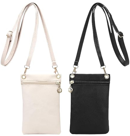 XNBTFK 2Pcs Black White PU Crossbody Phone Bags for Women Daily Travel Use